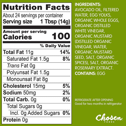 Chosen Foods 100% Pure Avocado Oil Mayo - 12 oz