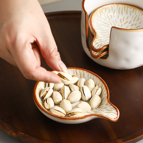 Japanese Style Ceramic Spice Dishes With Storage Holder