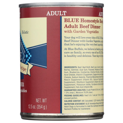 Blue Buffalo Homestyle Recipe Adult Dog Food Beef Dinner with Garden Vegetables - 12.5 oz