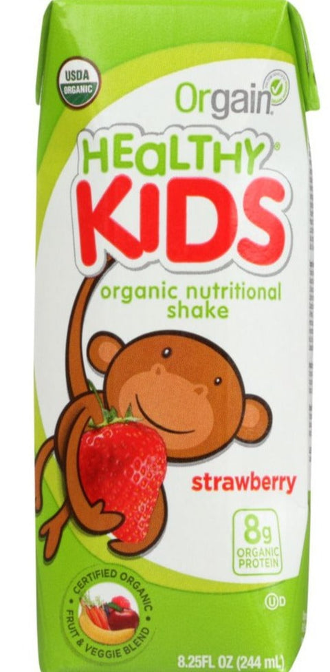 Orgain Healthy Kids Organic Nutritional Shake Strawberry - 8.25 oz | Pantryway