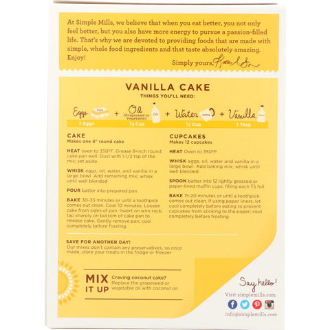 Simple Mills Vanilla Cupcake & Cake Almond Flour Mix - 11.5 oz