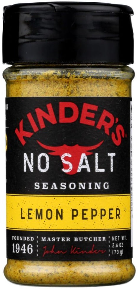 Kinder's No Salt Lemon Pepper Seasoning - 2.6 oz | kinders no salt seasoning | kinders salt free seasoning |  kinders no salt lemon pepper | Pantryway