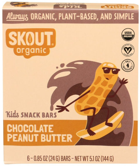 Skout Organic Bar Chocolate Peanut Butter Snack Bar -6 ct/ 5.1 oz | skout bar | skout organics | skout organic bars | skout bars where to buy | skoutbars | skout organic snack bars | skout peanut butter bar | Pantryway