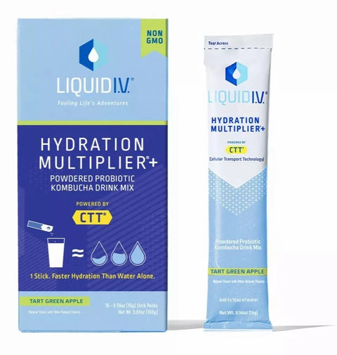 Liquid IV Tart Green Apple Hydration Multiplier Plus Probiotic Kombucha Drink Mix - 10 Count Box - 5.64 oz | Pantryway