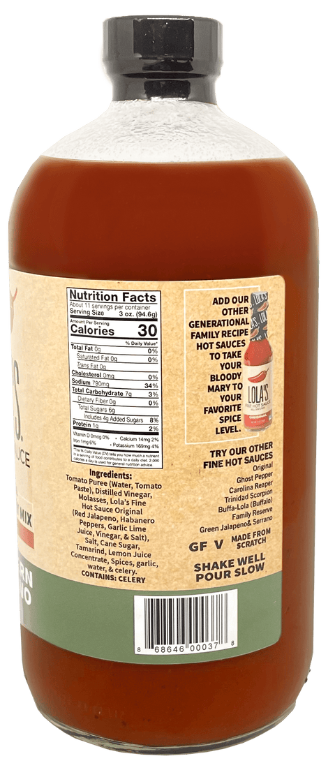 Lola's Fine Hot Sauce Bloody Mary Mix Southern Jalapeno - 32 fl oz