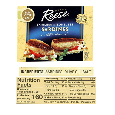 Reese Skinless & Boneless Sardines in Olive Oil - 3.75 oz.