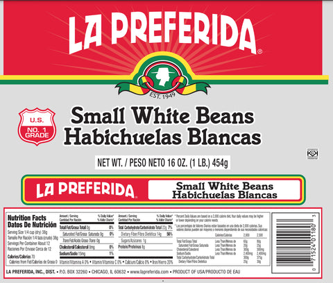 La Preferida Small White Beans Habichuelas Blancas - 16 oz