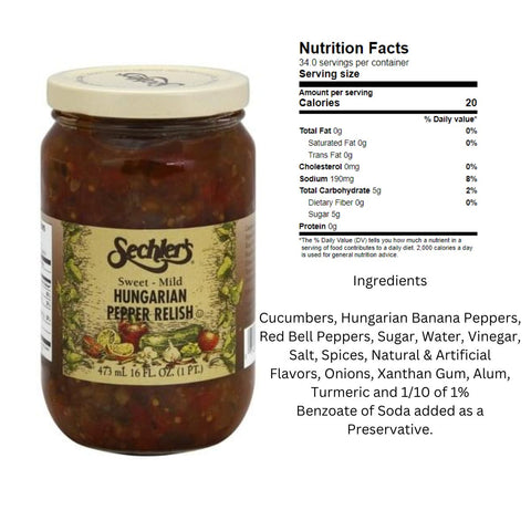 Sechler's Sweet Mild Hungarian Pepper Relish - 16 oz