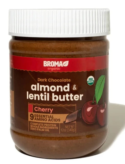 Broma Dark Chocolate Almond And Lentil Butter Cherry - 12 oz | Pantryway