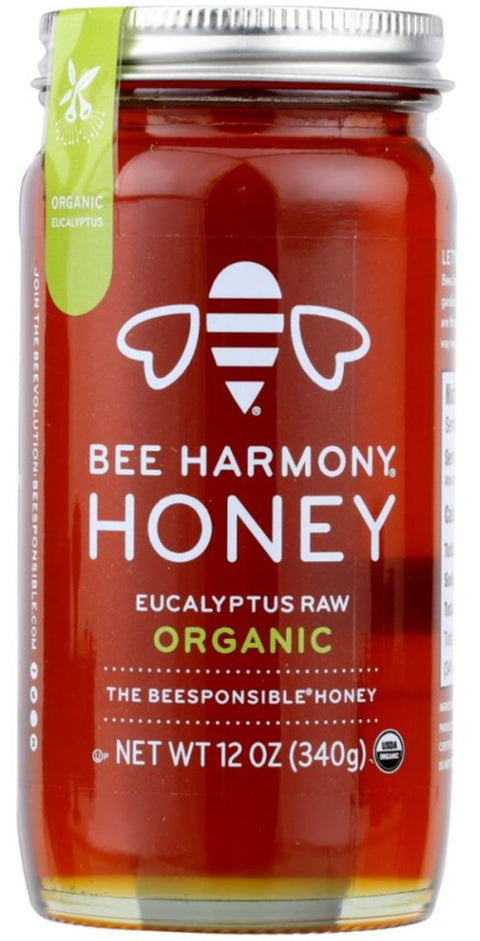 Bee Harmony Honey Eucalyptus Raw Organic- 12 oz | beesponsible honey | Pantryway