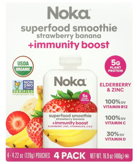 Noka Superfood Smoothie Strawberry Banana Immunity Boost - 16.9 oz |  Pantryway