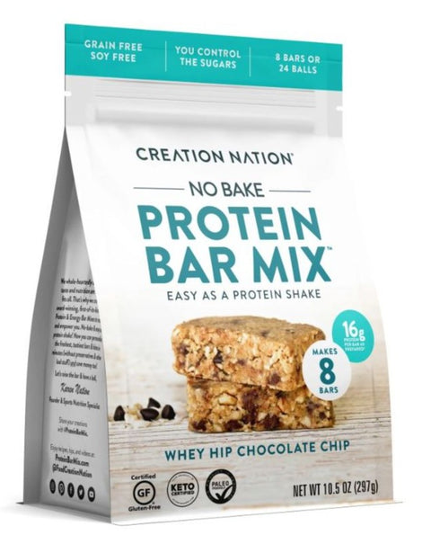 Creation Nation No Bake Protein Bar Mix Whey Hip Chocolate Chip - 10.5 oz | Pantryway
