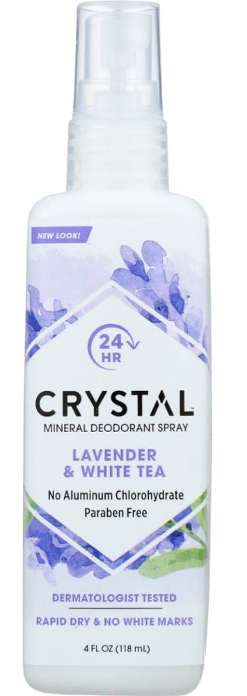 Crystal Mineral Deodorant Spray Lavender and White Tea - 4 oz | crystal mineral deodorant spray | mineral salt deodorant spray | mineral deodorant spray | crystal body deodorant spray | crystal deo spray | crystal essence deodorant spray | crystal essence mineral deodorant | crystal essence mineral deodorant body spray | crystal deodorant spray lavender | Pantryway