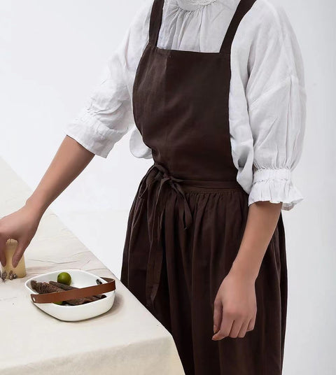 Pinafore Apron Neutral Color Cotton Linen