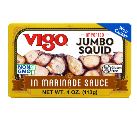 Vigo Jumbo Squid In Marinade Sauce - 4 oz | Vegan Black Market