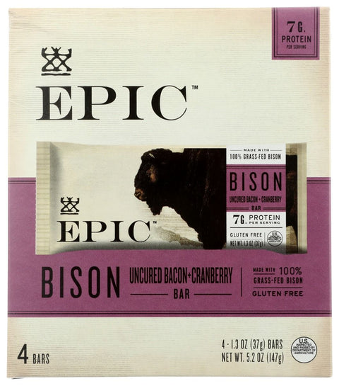Epic Bison Uncured Bacon Cranberry Bars - 4Pk/5.2 oz