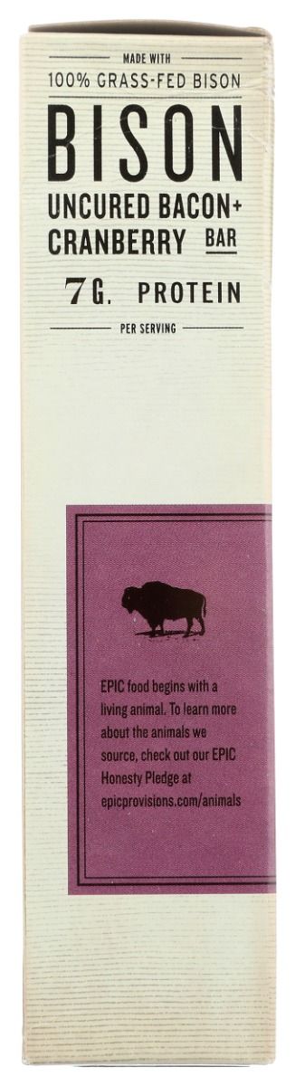 Epic Bison Uncured Bacon Cranberry Bars - 4Pk/5.2 oz