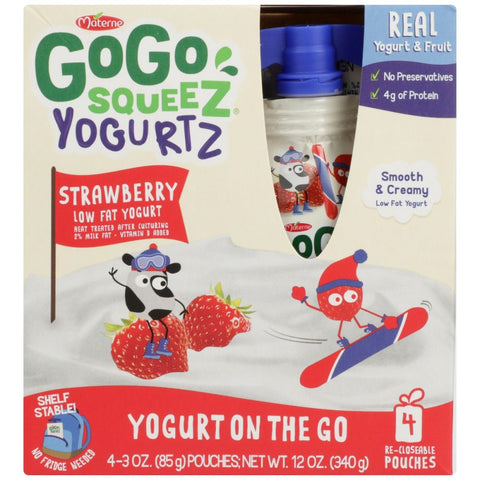 GoGo Squeez Yogurtz Strawberry Yogurt - 4 ct/12 oz