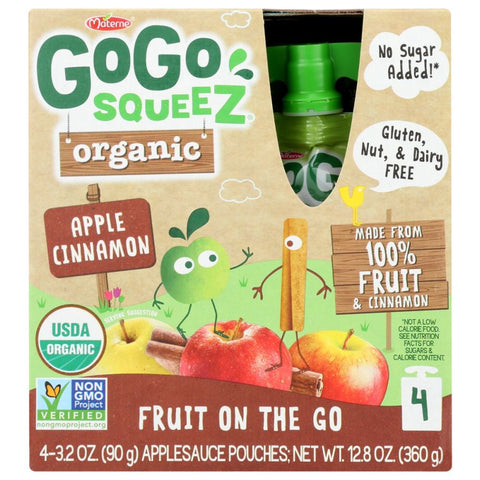 GoGo Squeeze Organic Apple Cinnamon - 4pk | Pantryway