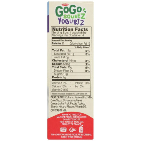 GoGo Squeez Yogurtz Strawberry Yogurt - 4 ct/12 oz