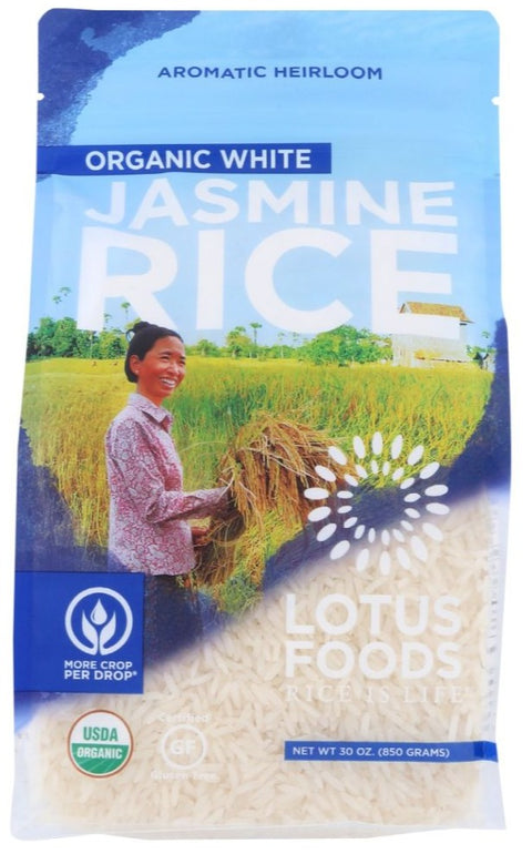Lotus Foods Organic White Jasmine Rice - 30 oz | Lotus Rice |  lotus foods rice | lotus jasmine rice | lotus foods jasmine rice | Lotus Foods | Pantryway