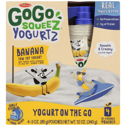 GoGo Squeez Yogurtz Banana - 4 ct/12 oz | gogo squeez banana yogurt | gogo squeez yogurtz banana | GoGo Squeez | Pantryway