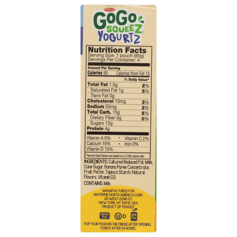 GoGo Squeez Yogurtz Banana - 4 ct/12 oz