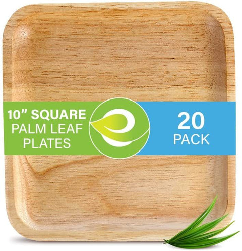 Eco Soul 10” Square Palm Leaf Plates - 20 ct