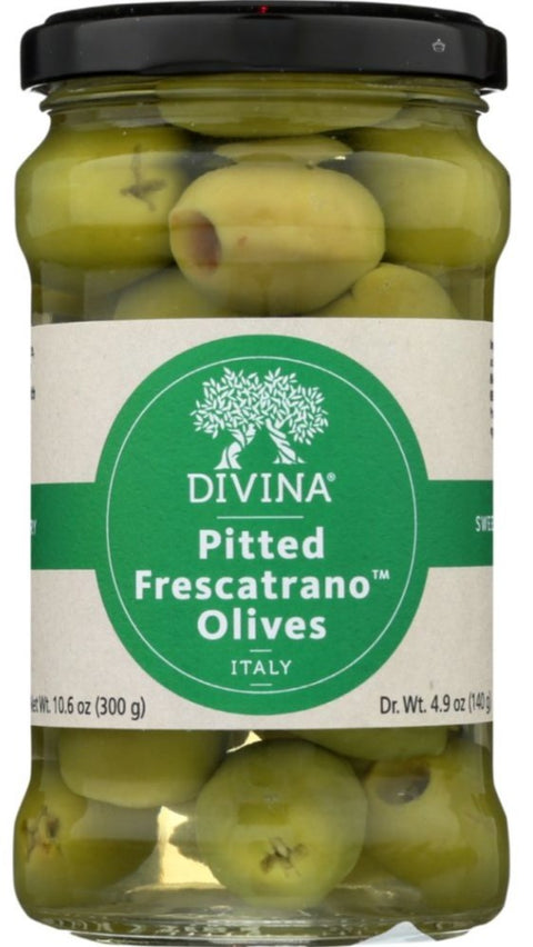 Divina Frescatrano Olives Pitted - 4.9 oz | frescatrano olives | divina frescatrano olives  | Divina | divina pitted frescatrano olives | frescatrano pitted olives | frescatrano | divina olives | Pantryway