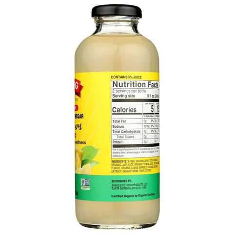 Bragg Organic Apple Cider Vinegar Refreshers Prebiotic Lime Citrus - 16 fl oz