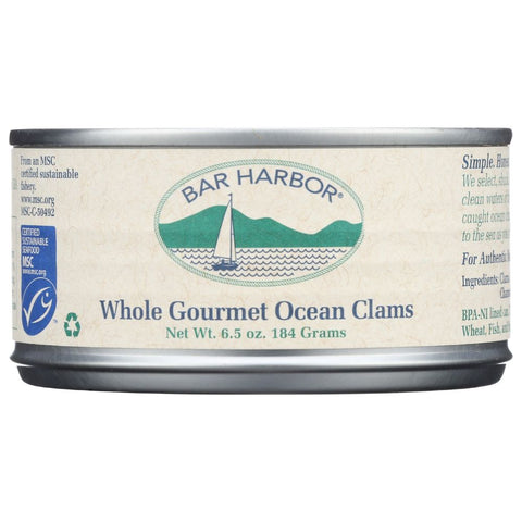 Bar Harbor Whole Gourmet Ocean Clams - 6.5 oz | bar harbor seafood | bar harbour seafood | bar harbor lobster company | bar harbor clams | bar harbor canned clams | pantryway