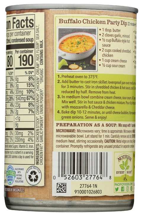 Pacific Foods Organic Cream Of Chicken Condensed Soup - 10.5 oz