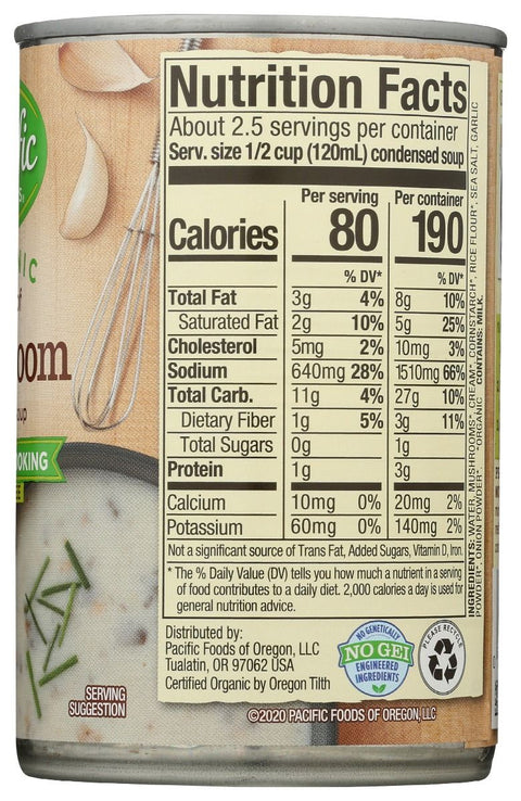 Pacific Foods Organic Cream Of Mushroom Condensed Soup - 10.5 oz