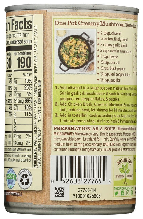 Pacific Foods Organic Cream Of Mushroom Condensed Soup - 10.5 oz