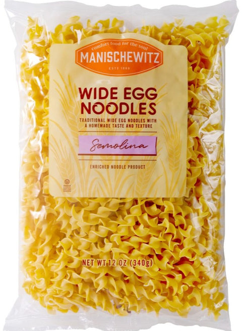 Manischewitz Wide Egg Noodles Semolina - 12 oz | manischewitz egg noodles | Pantryway