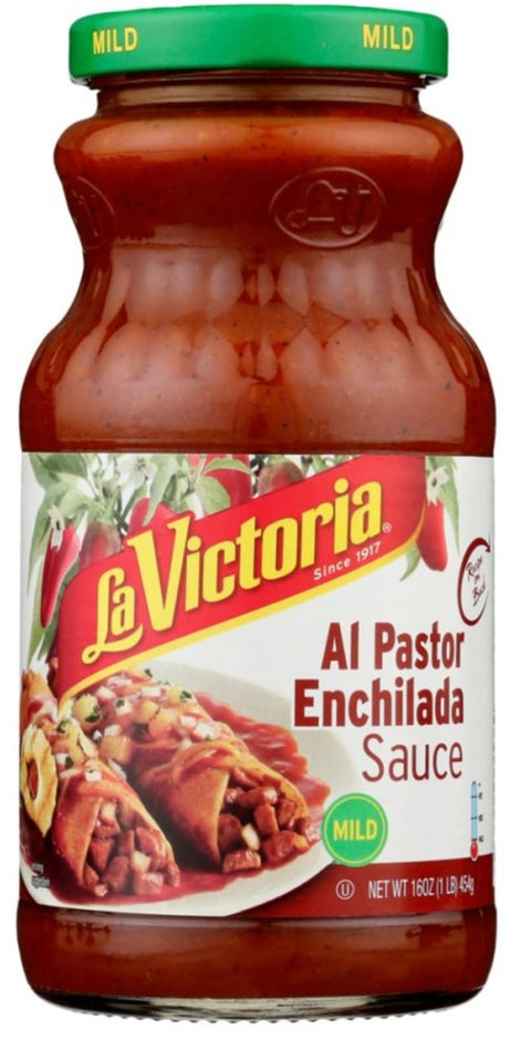 La Victoria Al Pastor Enchilada Sauce Mild - 16 oz |  la victoria red chile sauce |  la victoria red enchilada sauce | la victoria red sauce | Pantryway