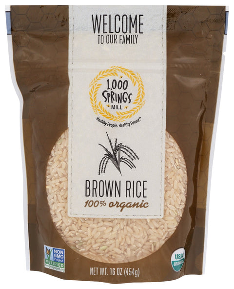 1000 Springs Mill Organic Brown Rice 16 oz. | 100% Organic Brown Rice