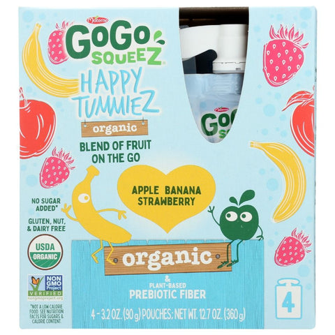 GoGo Squeez Happy Tummiez Organic Apple Banana Strawberry - 4 pk | Pantrway