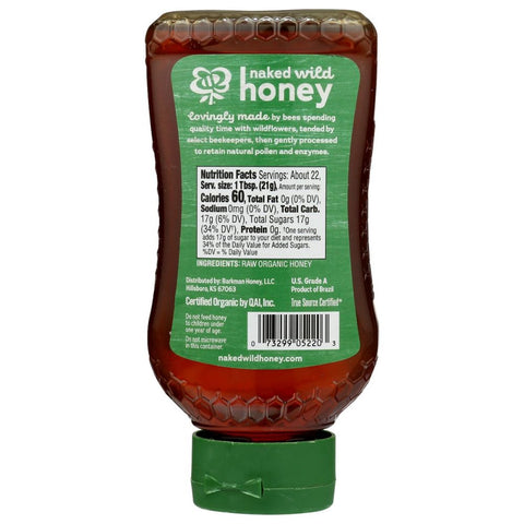 Naked Wild Honey Organic Raw Unfiltered Honey - 16 oz