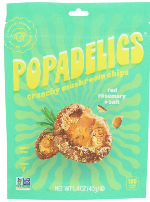 Popadelics Mushroom Chips Rad Rosemary & Salt - 1.4 oz | popadelics mushroom chips | popadelics | Pantryway