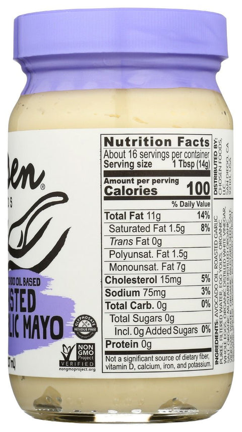 Chosen Foods 100% Avocado Oil Based Roasted Garlic Mayo - 8 oz