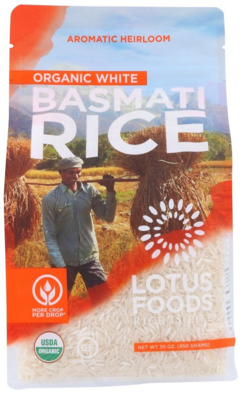 Lotus Foods Regenerative Organic White Basmati Rice - 30 oz | Lotus Rice |  lotus foods rice | lotus foods basmati rice | lotus basmati rice| lotus foods rice | Lotus Foods | Pantryway